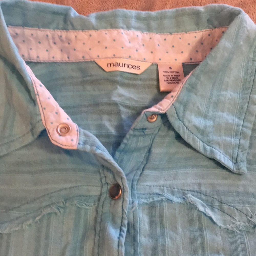Blue button down western style - Picture 2 of 4